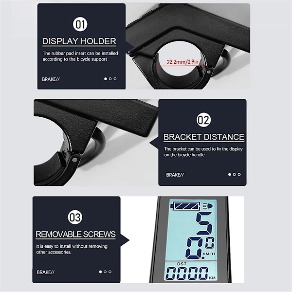 Ebike LCD-display Mini Meter KT-LCD4 Display Vattentät Kontakt För KT-Styrenhet Elcykelkonverteringssats (FMY)