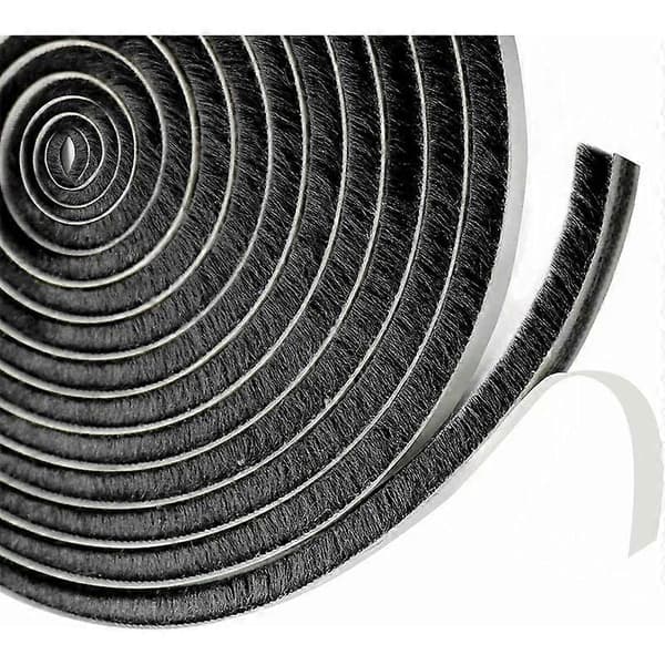 Skyvedør børstetetning, 9 mm (B) x 23 mm (D) x 6M (L) Vindustetning for dørisolasjon, isolerende skodde (grå)