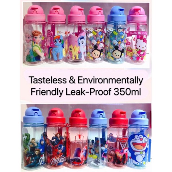 350/500ml Børne Tegnefilm Vandflaske Stråkop Med Skulderrem OneSiz OneSize Doraemon 350ml