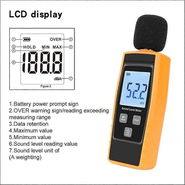 Lydmåler Lydniveaumålere Digital Lydniveaumåler Audio Støjniveaumåler 30-130dB Decibel Mini Lydmåler