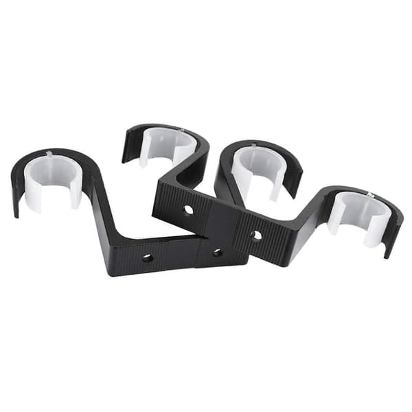 4 stk. Dobbelte gardinstangsbeslag, loftmonterede støtter, aluminiumslegering, sort black