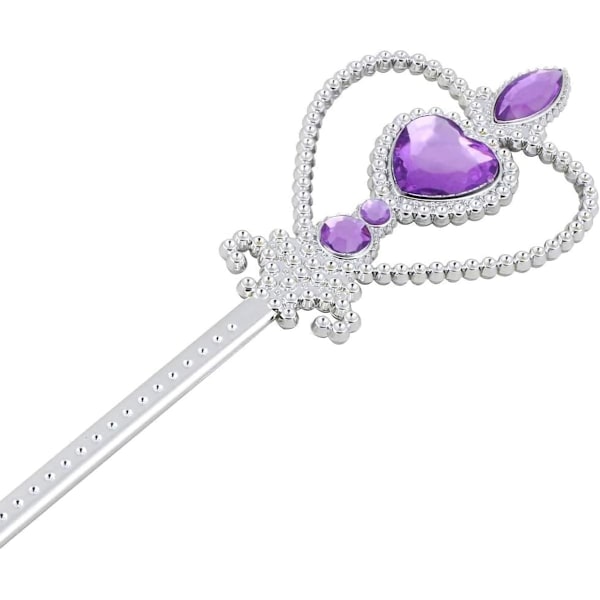 Prinsesse Elsa Kostume Tilbehørsæt til Børn, Inkluderer Fletning, Tiara, Handsker og Tryllestav 6pcs - Purple