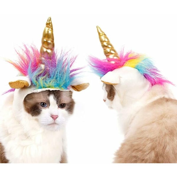 Pet Unicorn Hatt for Katter og Små Hunder Valpe Katt Kostyme Halloween Tilbehør Cosplay Mann Hatt