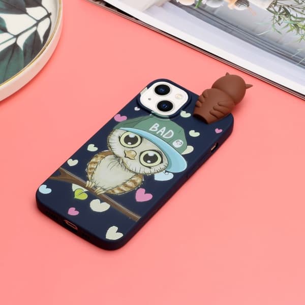 Søtt 3D iPhone 14-deksel - Safirugle Blue Bl\u00e5