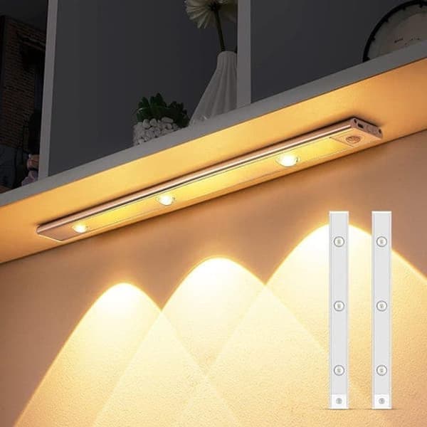LED skapbelysning-Trådløs-Bevegelsessensor-Magnetisk-Oppladbar-3 lysmoduser-Dimbar-2-pakning
