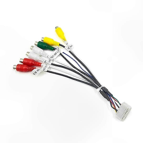 7-ports RCA AUX-kabel til Android bilstereoanlæg med 20-bens ledningsnetadapter til lyd- og videoforbindelser