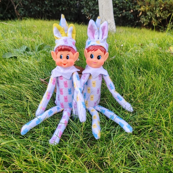 Påskhare Elf Docka Dekoration Barn Gåva Hem Ornament Liten Accessoar Busig Gosedjur Tomtar Ägg Tecknad Plysch Kanin (YJD) Boy