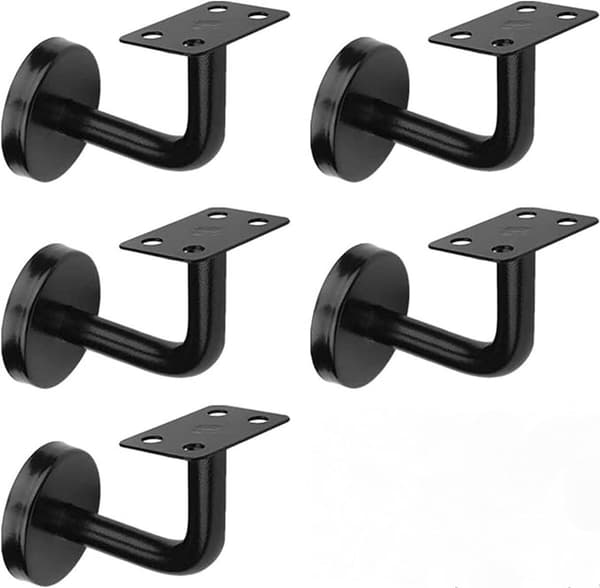 5-delat set - svart - Ledstångsfäste - ledstångsstöd - väggfäste - ledstångsstång - trappräckesfäste - 6*8 cm - Rostfritt stål