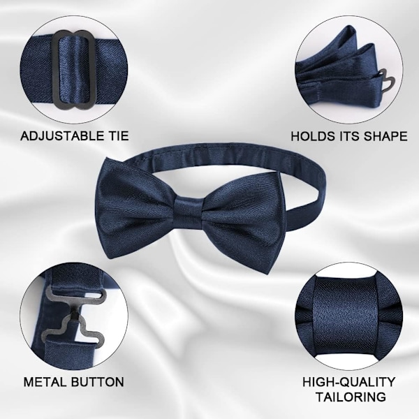 Herre butterfly, klassisk ensfarvet butterfly til mænd, satin smoking butterfly, justerbar formel butterfly til fest, bryllup[qb] Dark blue