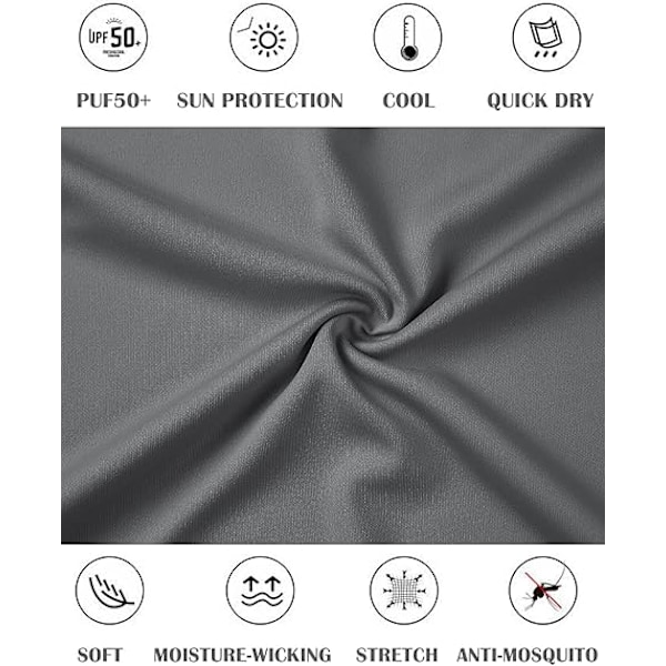 Huvtröjor för män UV-solskydd Långärmade T-shirts Lättviktig Rash Guard med tumhål Mörkgrå Dark Grey L