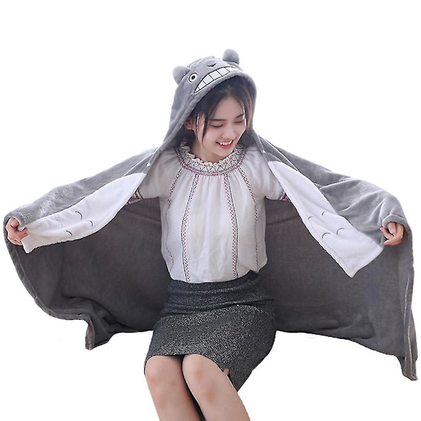 70*145cm Min granne Totoro Anime Cosplay Kawaii Tecknad Djur Husdjur Sovfilt Filt Kappa Plysch Peluche Leksak Docka Barn Present LÅNG