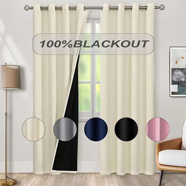 2-delt 100 % blendingsgardiner, maljer, solbeskyttelse/isolering language 54''x54''(137*137cm)-2 Panels