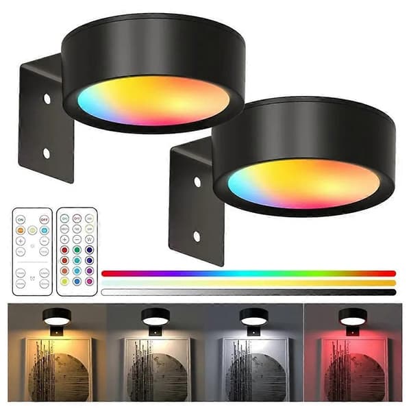 2 stk. billedlys LED magnetisk kunstdisplaylys batteridrevet magnetisk dæmpbar maleri spotlight m/ 13 belysninger