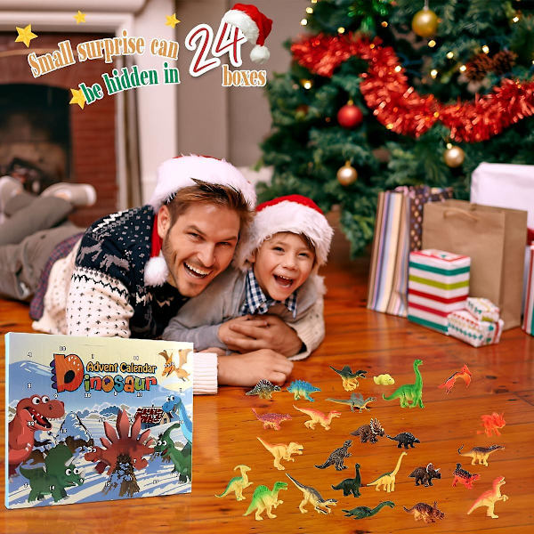 2024 Dinosaurie Adventskalender för Barn, 24 Dagar Nedräkning Dino Kalender Leksak, Adventskalender för Pojkar, Flickor, Barn, Tonåringar, Julgåva för Barn