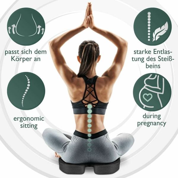 Pude Hukommelsesskum Ergonomisk sædepude kontor bil 45x35x7cm-WELLNGS