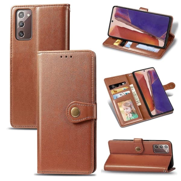 Kompatibel med Samsung Galaxy Note 20 Etui Case Retro Flip Wallet Magnetisk Case - Brun null ingen