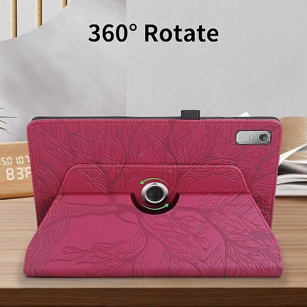 Nytt Roterende Lenovo Deksel For P11 (2. Gen)/Pad Plus 11.5 tommer - 360 Graders Roterende Stativ [HK] Wine red