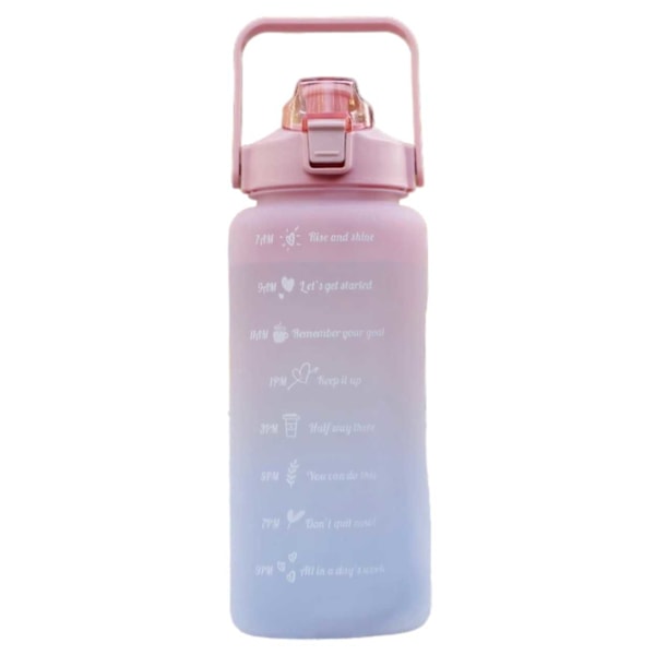 2L Water Bottle with Straw and Time Marker pink