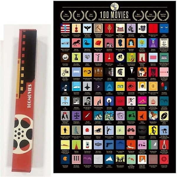 100 Film Skrabe Plakat, Bucket List Film Plakat, Top Film Skrabe Plakat
