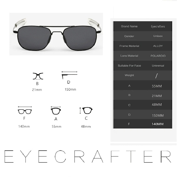 Trendikkäät mustat US Army MILITARY polarisoidut pilottilasit miehille, merkki American Optical, polarisoidut aurinkolasit Oculos De Sol Silver