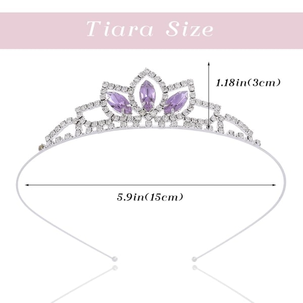 CQBB Prinsessa Silver Tiara och Krona Rosa Kristall Tiaror Flickor Tävling Kronor Rhinestone Födelsedag Hårprydnad för Barn (Lila)