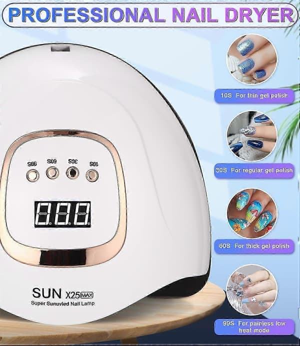 380W Professionel UV LED Neglelampe Gel Negletørrer med LCD Touch Display, Smart Sensor, 4 Timere 3ytrd