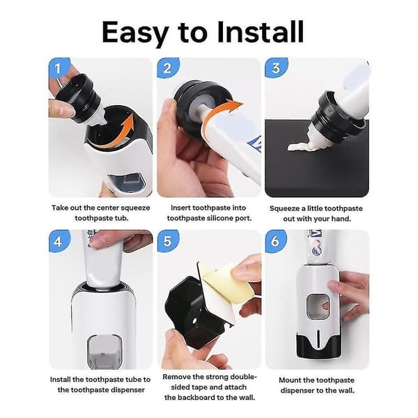 Tandpastadispenser, vægmonteret smart automatisk tandpastadispenser til badeværelset, børnetandpasta