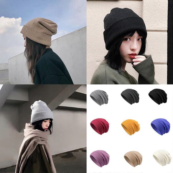 Oversized Slouch Skull Hat til Voksen Unisex Tyk Varm Hue til Afslappet Brug Vinter Efterår Vindtæt Hue til Daglig Brug wine red