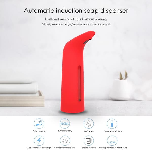 Automatisk 400 ml elektrisk sæbedispenser med sensor til køkkener og badeværelser 400 ml sæbedispenser Red