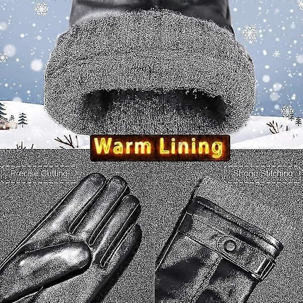 Læderhandsker til mænd. Sorte køre-/arbejdshandsker Touchscreen Lammeskind Cashmere Vinter