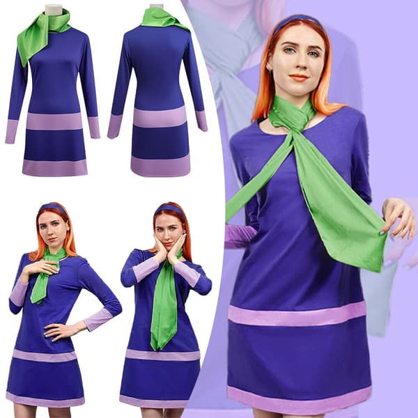 Anime Scooby-Doo Daphne Blake Violet Sæt Kvinde Cosplay Kostume Karneval Party^ XL