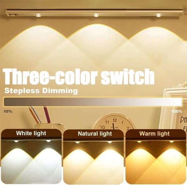 LED skapbelysning-Trådløs-Bevegelsessensor-Magnetisk-Oppladbar-3 lysmoduser-Dimbar-2-pakning