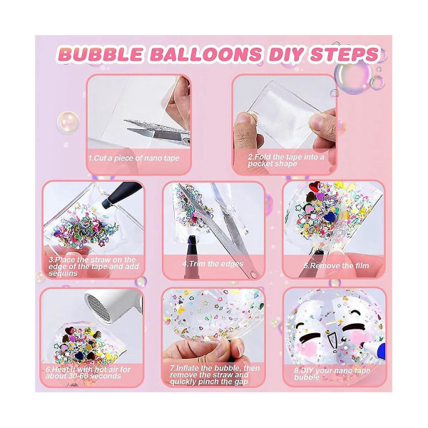 DIY Blåsbubble Nano-tejp Dubbelsidigt Tejp Nano-tejp Klibbigt Bolltejp Hantverk Tejp Avkoppling Till