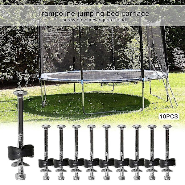 Trampolineskruer, 10 stk. galvaniserte stål trampolineskruer festetilbehør kompatibelt med trampolinemontering