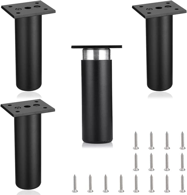 4 stk (sort, 12 cm) Justerbare møbelben Metal Sofaben