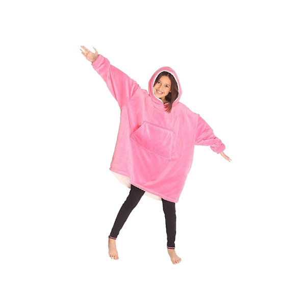 Oversized hettegenser med hette - Filt Rosa pink