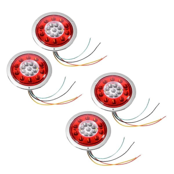 8-pak runde 19 LED bagstoplys bagbremse blinklys trailer lastbil varevogn