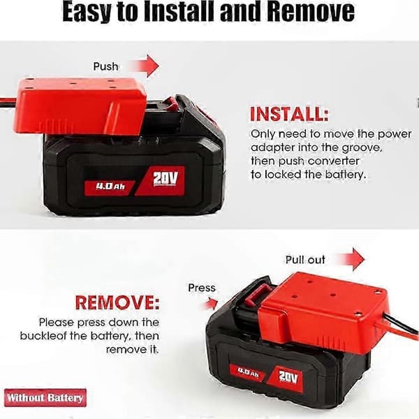 Milwaukee 18V Batteri Startkabler, 12AWG Auto Booster Kabel, Strøm Startadapter Red & Black