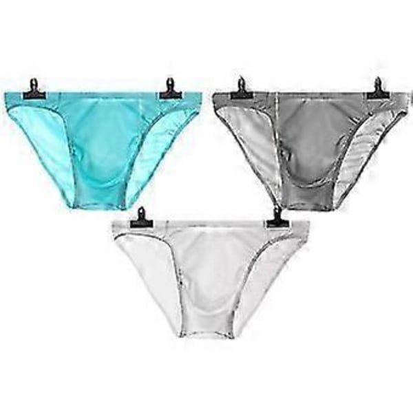 Tunna Transparenta Sömlösa Kalsonger i Is-Silke med 3D-ficka för Män Black S