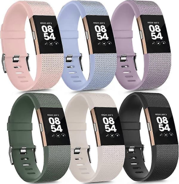 Silikon sportsreimer for Fitbit Charge 2 (6-pakning)