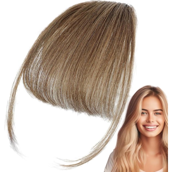 Clip-in pandehår, ægte hår extensions, fransk pandehår - stilfuldt og naturligt clip-on pandehår | Høj kvalitets hår extensions til kvinder og piger Ljusbrun