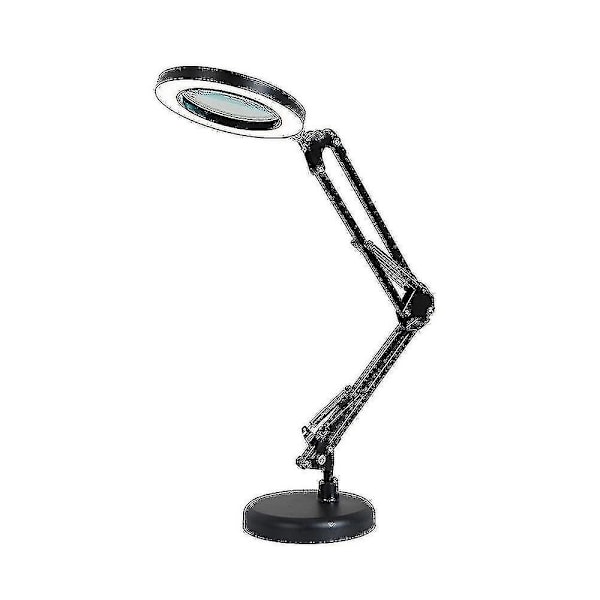 Förstoringsglas med 64 LED-lampor, skrivbordslampa, 8x förstoring, 10 nivåer justerbar ljusstyrka, dimbar
