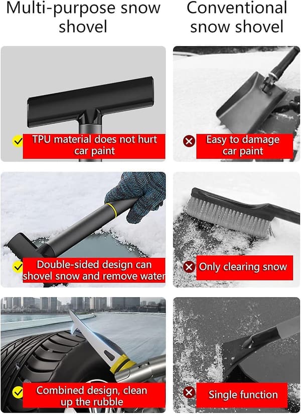 Automatic Ice Scraper Snow Scraper with Brush and Snow Remover, Scratch-Free Design for Winter Windshields, Robust and Efficient