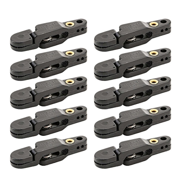 10x Planer Boards/Utlösningsklämmor för Havsfiske, Trolling Line Clip, Justerbar Black