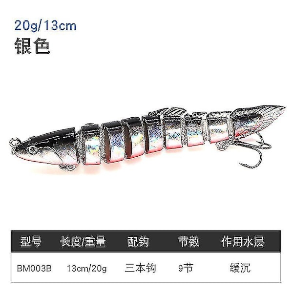 14cm 20g Fiske Bete Ål 9 Segment Multi-Länk Sjunkande Wobbler för Gädda Abborre Swimbaits Crankbait