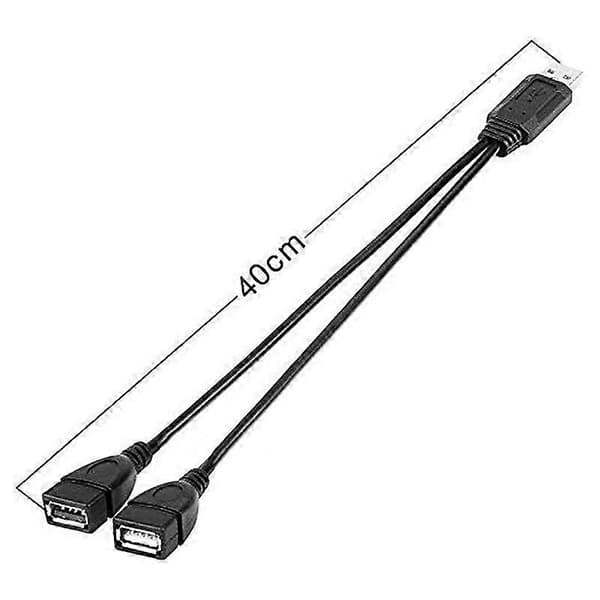 USB Splitterkabel, USB 2.0 A Han til Dobbelt USB Hun Jack Y Splitter Opladerkabel Black