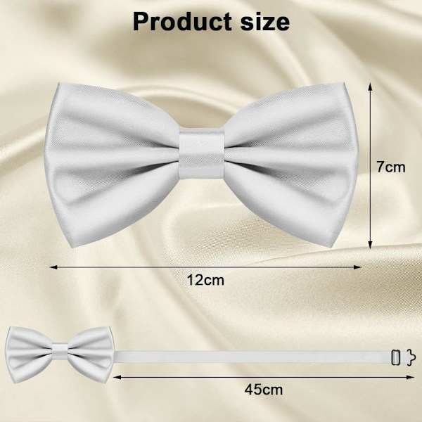 Sløyfe for menn, klassisk ensfarget sløyfe med klips for menn, sateng smoking sløyfe med klips, justerbar formell sløyfe for fest, bryllup[qb] Light grey
