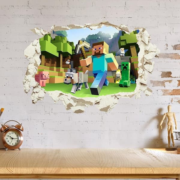 Gamer Poster Väggdekor, 40*60cm Mine-craft 3D Väggdekaler Spel Tecknad Väggdekorationer för Vardagsrum Sovrum Hall