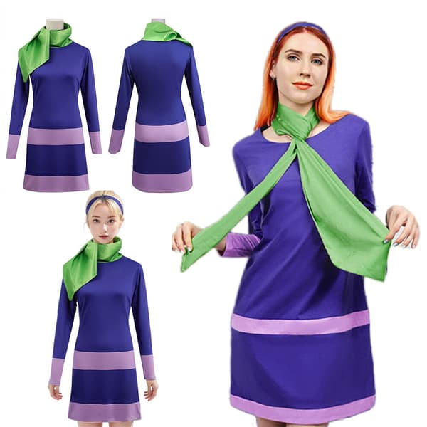 Anime Scooby-Doo Daphne Blake Violet Sæt Kvinde Cosplay Kostume Karneval Party^ L