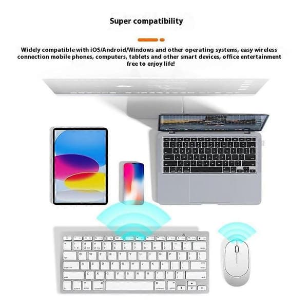 B666+MS-800 Kompatibelt iOS / Windows Trådløst Bluetooth Stille Tastatur Og Mus Sett Black